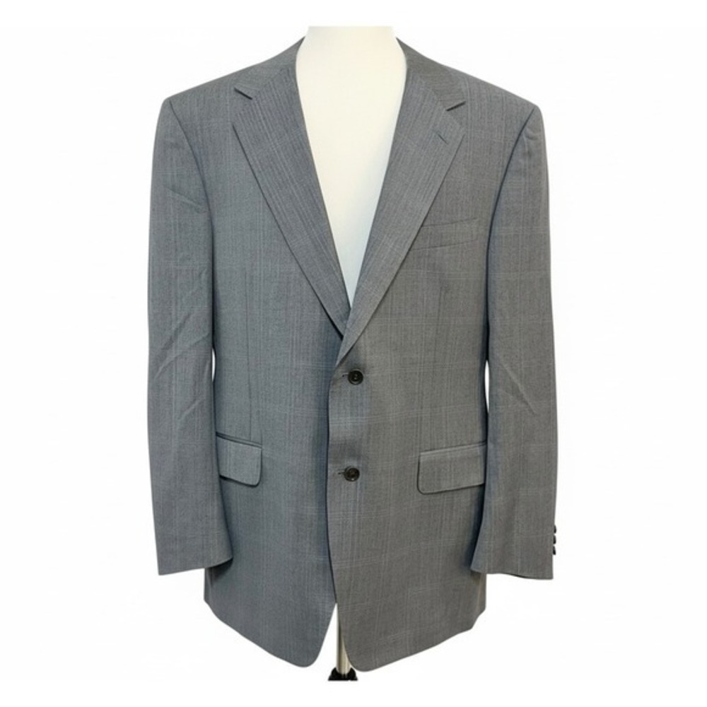 CANALI Italy Mens Grey Plaid Wool Suit Jacket Blazer Made in Italy Size 58 - Picture 6 of 9